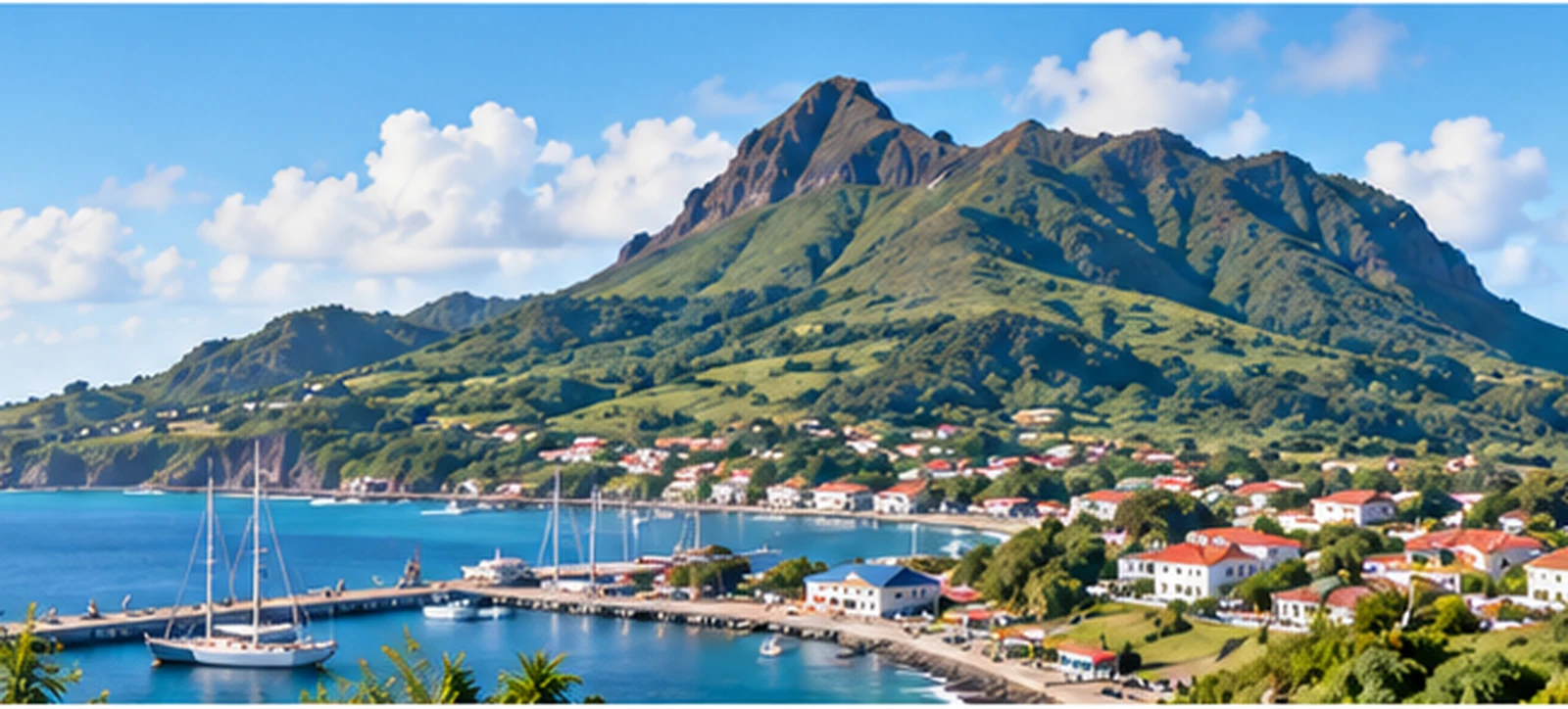Statia island landscape and Caribbean Sea